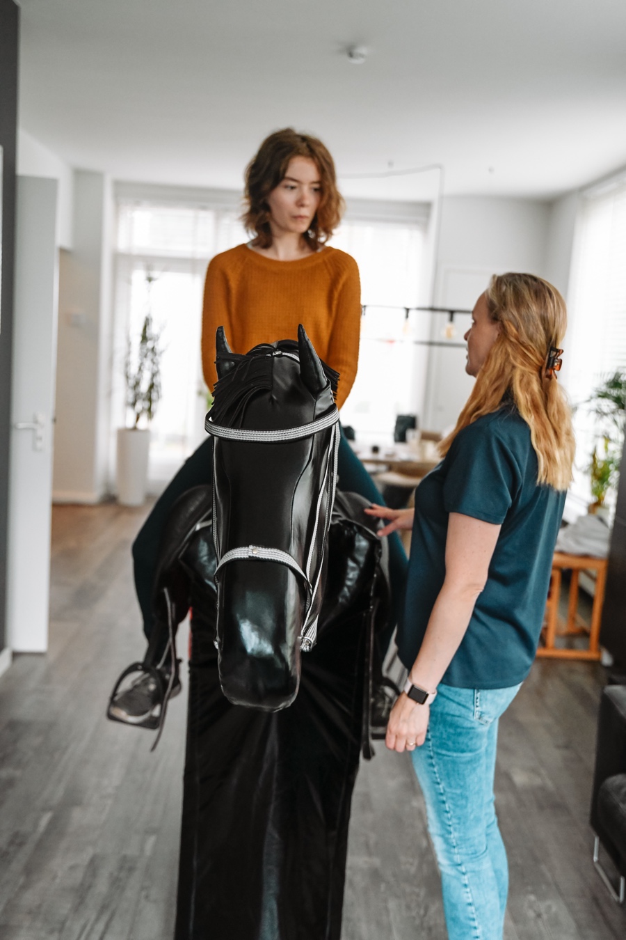 Beenligging van de ruiter corrigeren